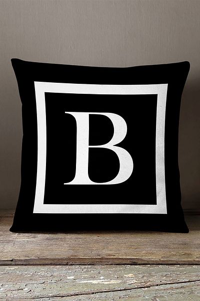 INSENSE HOME Husă de pernă din catifea Babyface cu litere duble laterale - Litera B - 43x43 Cm