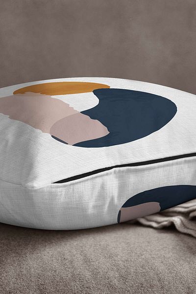 INSENSE HOME Βελούδινο Babyface Beige Navy Blue Bohemian Style Leaf μοτίβο με εμπριμέ μαξιλαροθήκη Cgh703