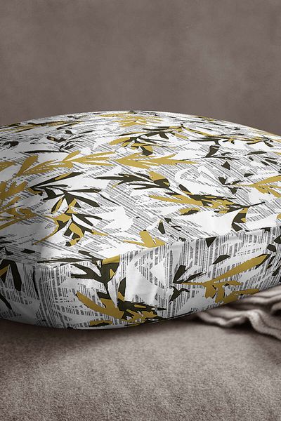 INSENSE HOME Velvet Babyface, galben negru, frunze tropicale, model, imprimare digitală, husă de pernă - Cgh500