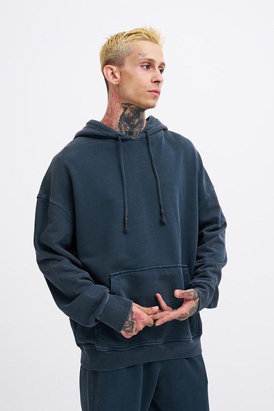 Machinist Ανδρικό φούτερ Basic Solid Hooded Oversize Washed Anthracite