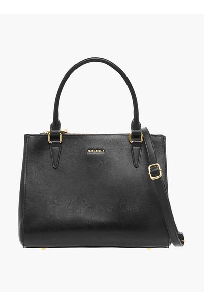 Flora Bella by Shoexpress Flora Bella Solid Tote Bag with Detachable Strap and Zip Closure