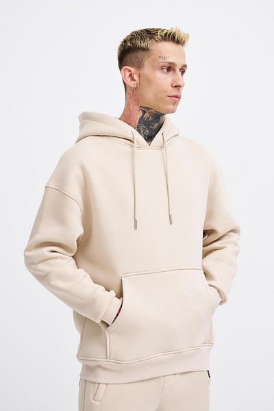 Machinist Ανδρικό φούτερ Basic Hooded Oversize ανοιχτό μπεζ
