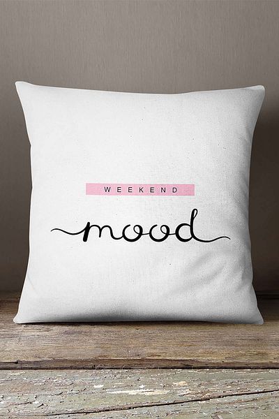 INSENSE HOME Velvet Babyface White Black Weekend Mood Written Digital Printing Μαξιλαροθήκη για ριχτάρι - Cgh441