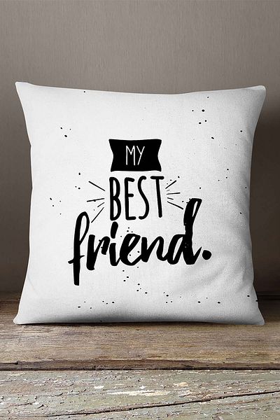 INSENSE HOME Velvet Babyface White Black My Best Friend Written Digital Printing Throw Μαξιλαροθήκη - Cgh410