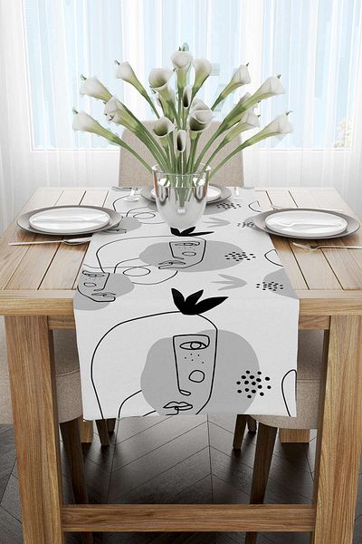Cango Home Negru Gri Modern Figura Model Runner - Cgh246-rn