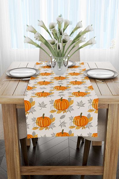 Cango Home Πορτοκαλί Halloween Pumpkin με μοτίβο ψηφιακής εκτύπωσης Runner Cgh759-rn