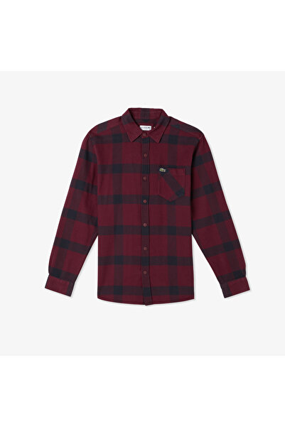 Lacoste Erkek Regular Fit Ekose Bordo Gömlek