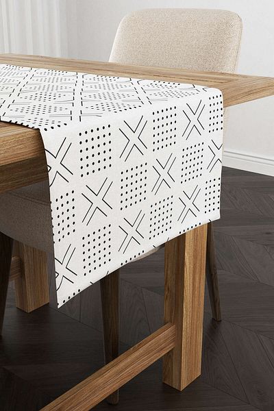 Cango Home Alb Negru Geometric Digital Printed Runner - - Cgh316-rn