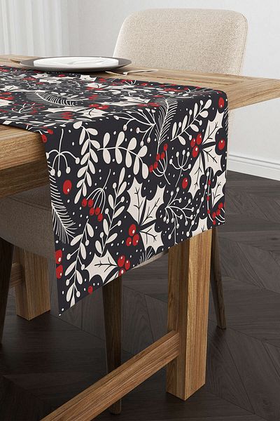 Cango Home Red Gray Christmas Themed Digital Printed Runner Cgh290-rn