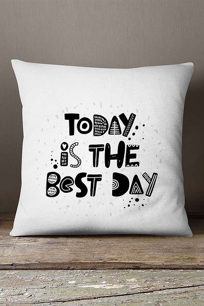 INSENSE HOME Velvet Babyface White Black Today Is The Best Day Written Print Μαξιλαροθήκη για ριχτάρι - Cgh412