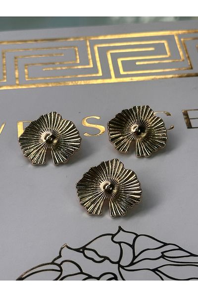 ODDA TASARIM ATÖLYESİ Custom Design Golden Cicek Pattern 40Size 3Pcs Button Set