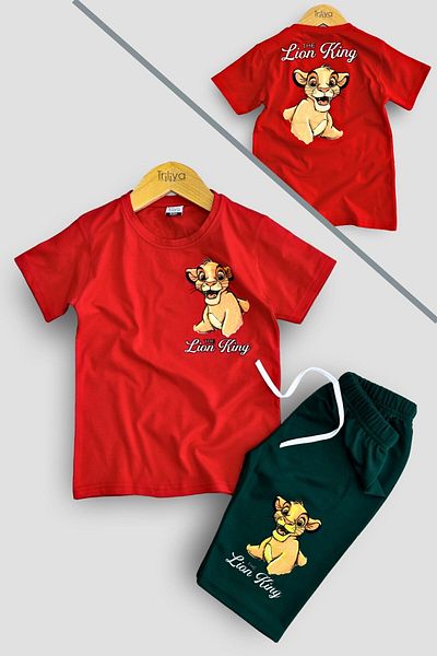 TRİLİYA Lion King Printed Children's T-shirt and Capri Set - Legendary Adventure