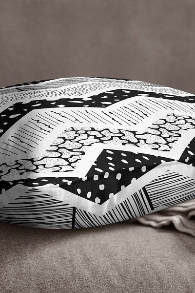 INSENSE HOME Fetă de pernă modernă cu dungi alb-negru Babyface din catifea - Cgh060
