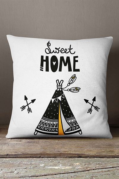 INSENSE HOME Βελούδινη Babyface Λευκή Μαύρη Sweet Home Written Throw Μαξιλαροθήκη - Cgh093