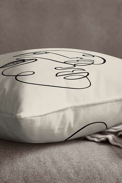INSENSE HOME Βελούδινο Babyface Beige Μαύρο Μοντέρνα Σιλουέτα Μοτίβο Ψηφιακής Εκτύπωσης Μαξιλαροθήκη Ριχτάρι Cgh512