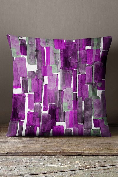 INSENSE HOME Velvet Babyface Violet Alb Abstract Decorativ Aruncă Față de Pernă - Cgh263
