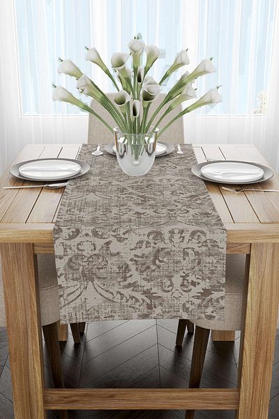 Cango Home Runner decorativ floral etnic gri maro - Cgh128-rn
