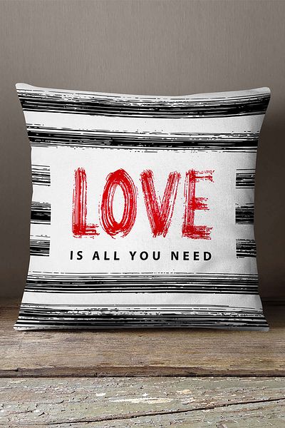 INSENSE HOME Velvet Babyface Roșu Negru Love Written Imprimare Digitală Husă de Pernă - Cgh421