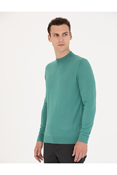 Pierre Cardin Mint Regular Fit Çeyrek Yaka Yün Karışımlı Basic Triko Kazak 50270049-VR090