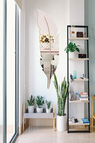 Numa Concept Duvar Dekoru Aynalı Gümüş Pleksi Salon Ofis Ve Antre İçin Tüy Desen | 70x20 Cm