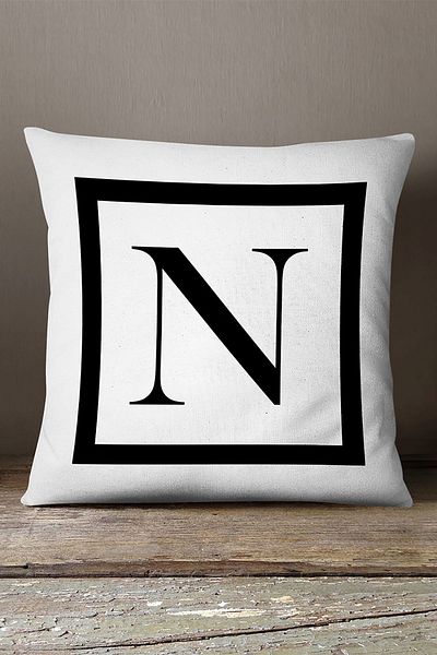INSENSE HOME Husă de pernă din catifea Babyface, cu două fețe, cu litere alb-negru, imprimată digital - N