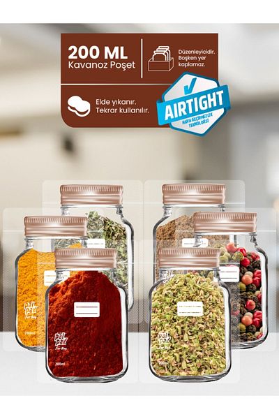 PALPAK Copper Metal Lid Jar Look Storage Bag 11X14 cm 6 Pieces-200 ml