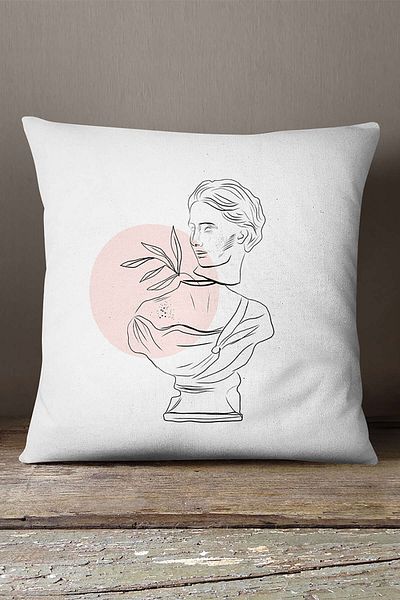 INSENSE HOME Velvet Babyface, alb, roz, statuie modernă, husă de pernă imprimată digitală Cgh542