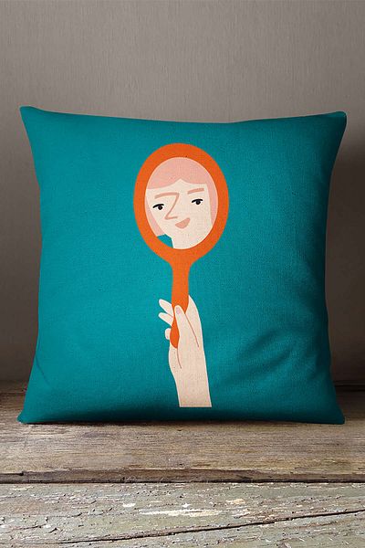 INSENSE HOME Husă de pernă catifea Babyface Albastru Portocaliu Modern Figure Throw - Cgh167