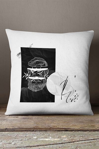 INSENSE HOME Velvet Babyface Alb Negru Modern Sculpture Figure Digital Printed Arunca Husa de Perna Cgh550