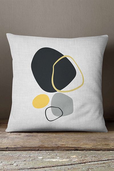 INSENSE HOME Catifea Babyface Gri Galben Decorativ Modern Abstract Model Imprimat Aruncă Față de Pernă Cgh713