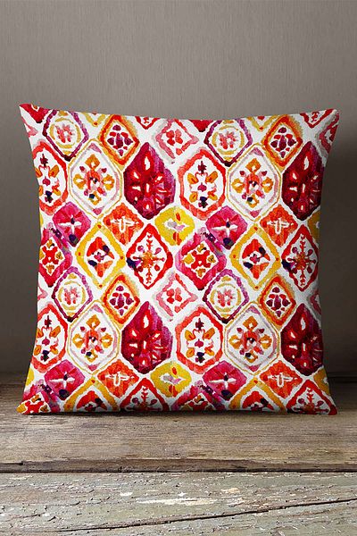 INSENSE HOME Βελούδινη Babyface Λευκή Κόκκινη Ethnic Bohemian Throw Μαξιλαροθήκη - Cgh239
