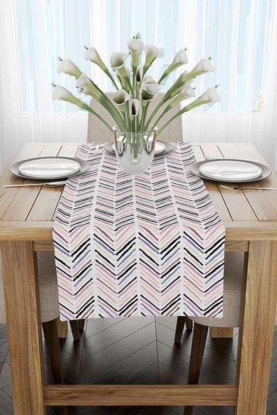 Cango Home Ροζ Μαύρο Ριγέ Runner - Cgh195-rn
