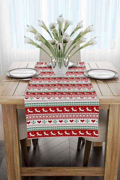Cango Home Red Green Christmas Themed Digital Printed Runner Cgh226-rn
