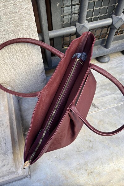 LEONAS Γυναικεία τσάντα ώμου με φερμουάρ και αξεσουάρ ζώνης Jade Claret Red