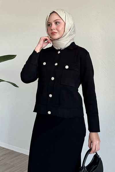 InStyle Černý oblek se sukní a bundou