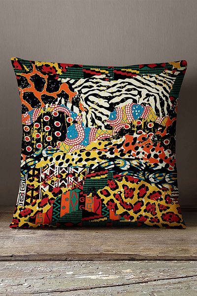 INSENSE HOME Velvet Babyface, negru, culori mixte, cu imprimeu cu zebră leopard, husă de pernă - Cgh361