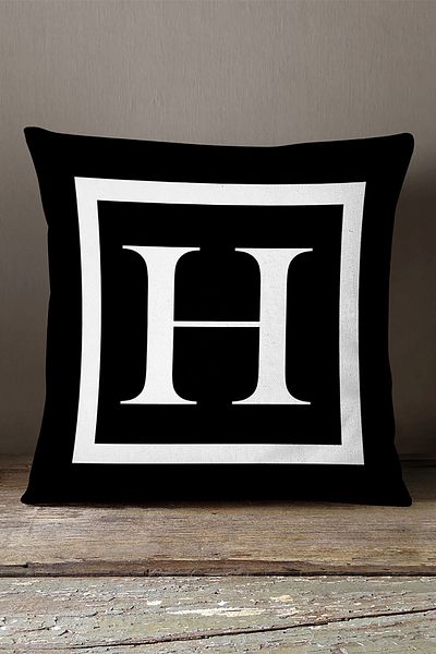 INSENSE HOME Husă de pernă din catifea Babyface cu litere duble laterale - Litera H - 43x43 Cm