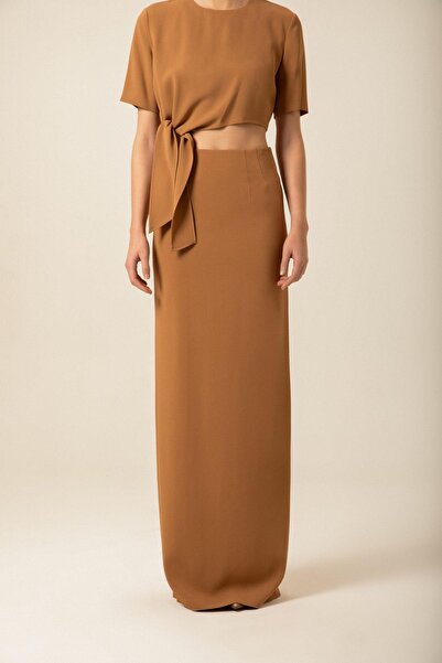 rue Fusta lungă Camel cu detaliu cu fante