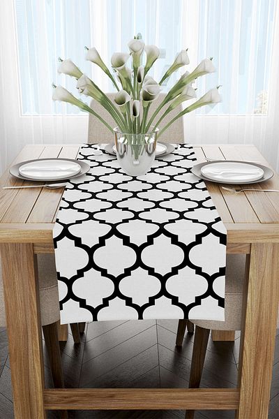 Cango Home Alb Negru Modern Geometric Model Digital Printed Runner - Otyk551-rn