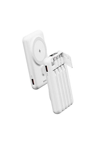 shaza 10.000 Mah Kendinden Kablolu Magsafe Taşınabilir Şarj Cihazı Beyaz