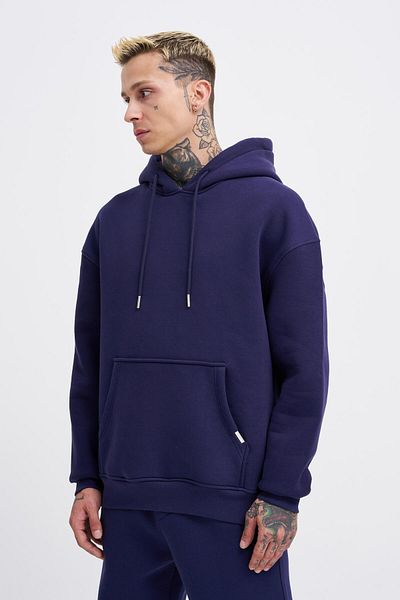 Machinist Ανδρικό φούτερ με κουκούλα Oversize Navy Blue