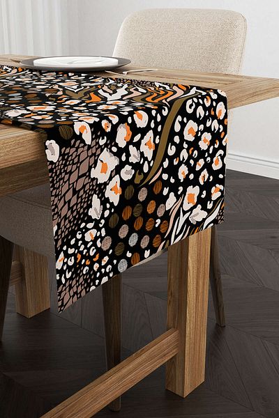 Cango Home Brown Orange Snakeskin Zebra Pattern Digital Print Runner - Cgh362-rn