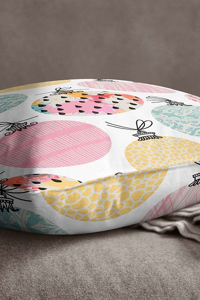 INSENSE HOME Husă de pernă din catifea Babyface, albă, multicoloră, cu temă de Crăciun, imprimată digitală - Cgh299