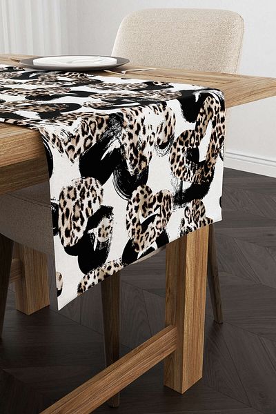 Cango Home Runner cu imprimare digitală cu model leopard alb maro - Cgh353-rn