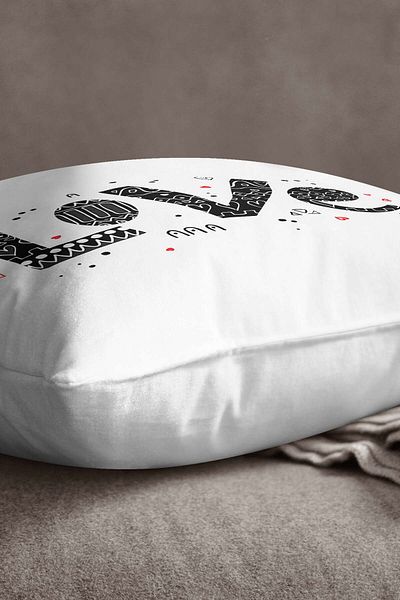 INSENSE HOME Velvet Babyface White Black Love Written Διακοσμητική Ψηφιακή Εκτύπωση Μαξιλαροθήκη Ριχτάρι - Cgh474