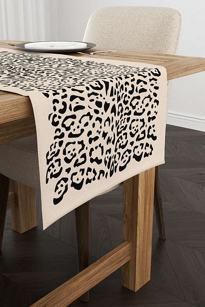 Cango Home Runner cu imprimare digitală cu model leopard negru bej - Cgh363-rn