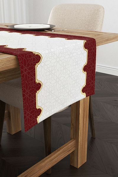 Cango Home Red White Ramadan Themed Decorative Patterned Digital Printed Runner Cgh1313-rn