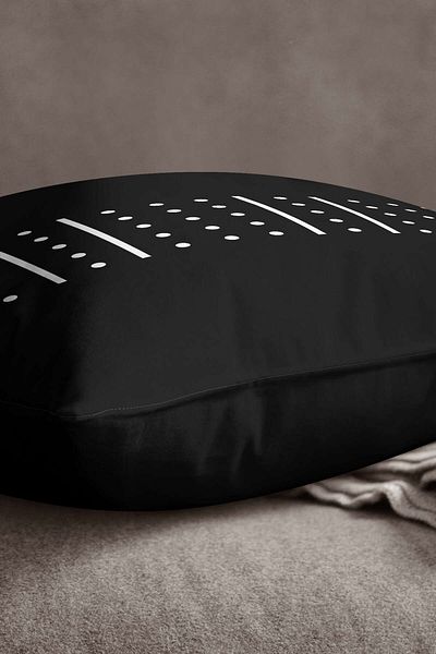 INSENSE HOME Βελούδινο Babyface Λευκό Μαύρο Γεωμετρικό Ψηφιακό Εκτυπωμένο Κάλυμμα Μαξιλαριού Ριχτάρι - - Cgh317