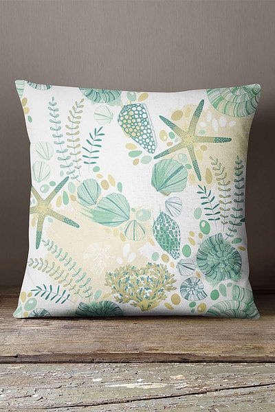INSENSE HOME Velvet Babyface Green Yellow Starfish Tropical Throw Pillow Pillow Case - Cgh051