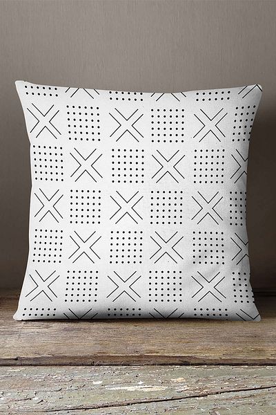 INSENSE HOME Husă de pernă catifea Babyface, albă, neagră, geometrică, imprimată digitală - - Cgh316